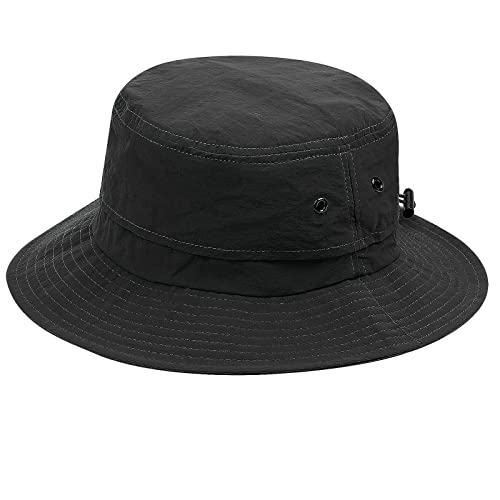 Croogo Sun Hats for Women UV Protection Summer Bucket Hat Waterproof Packable Fishing Hats Wide Brim Hiking Hat Gardening Hat - color: Afh02-black