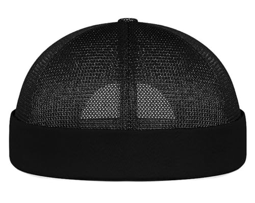 DIYDECAL Mens Mesh Brimless Cap,Summer Skullcap Docker Beanie Hat - color: Black