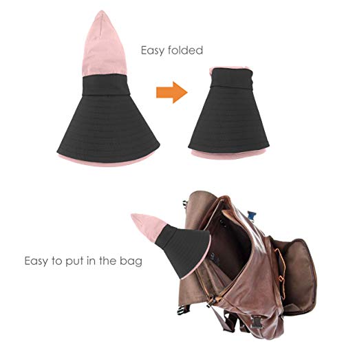 IYEBRAO Kids UV Sun Hat with Ponytail Hole UPF 50 Bucket Cap for Girls Summer Beach ＆ Fishing - color: Light Pink