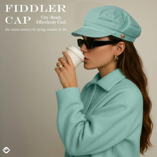 Funky Junque Greek Fisherman Newsboy Cap, Cotton Captains Bakerboy Hat - color: 2 Pack - Mint & Khaki