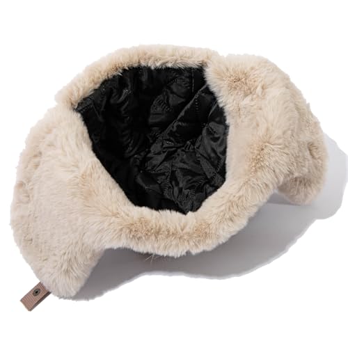 Leather Trapper Hat Winter Trooper Hats for Men Faux Fur Hat Aviator Russian Ushanka Hats with Earflaps Skiing Hat - color: Mg-lfmyypyb30-coffee