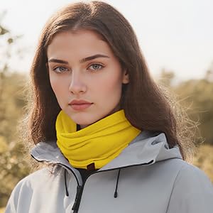 ACUSHLA 100% Merino Wool Neck Gaiter Men Women Winter Ski Face Mask Scarf - color: Bright Yellow 214