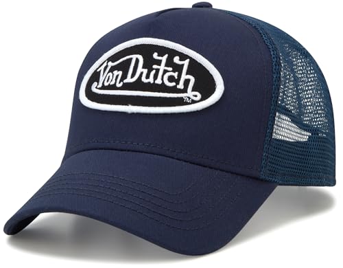 Von Dutch Unisex Trucker Hat, Colorblock, Mesh Back, Curved Bill, Snapback - color: Industrial Blue