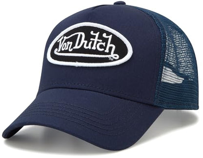 Von Dutch Unisex Trucker Hat, Colorblock, Mesh Back, Curved Bill, Snapback - color: Industrial Blue