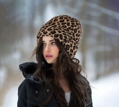 Leopard Print Beanie Hat Cheetah Pattern Skull Cap Double Layer Cuffed Watch Hats for Women, Men