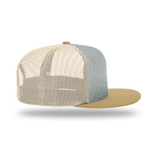 Richardson 511 Wool Blend Flatbill Trucker Snapback Adjustable Cap - color: Heather Grey/Birch/Biscuit