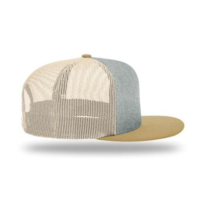 Richardson 511 Wool Blend Flatbill Trucker Snapback Adjustable Cap - color: Heather Grey/Birch/Biscuit