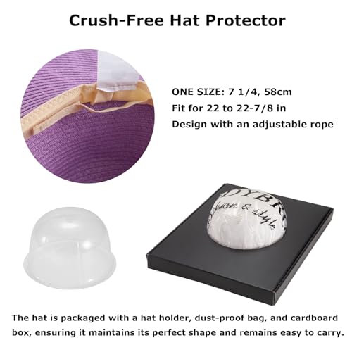 Women's Wide Brim Sun Hat - UV Protection Floppy Straw Sunhat Summer 7 1/4 - color: Purple, Size 58cm, for 22 - 22 7/8" ( 7, 7 1/8, 7 1/4 )