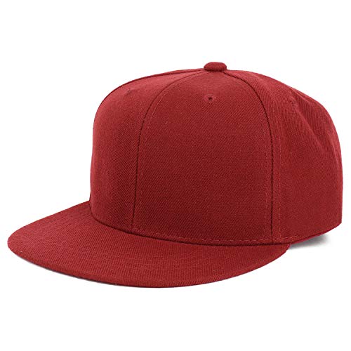 Armycrew Youth Kid's Solid Color Flat Bill Snapback Baseball Cap - color: Cardinal