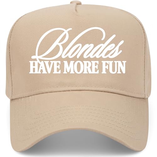 Blondes Have More Fun Vintage Trucker Hat | Funny Premium Snapback Baseball Hat for Men & Women - color: Khaki
