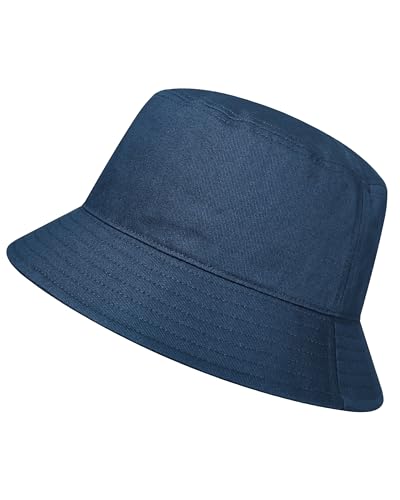GADIEMKENSD 100% Cotton Bucket Hat - Unisex, UPF 50 Sun Protection, Lightweight, Packable - color: Navy