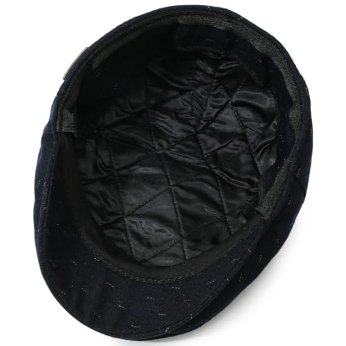 Men's Newsboy Cap with Earflaps Flat Ivy Caps Gatsby Golf Cabbie Hats - color: Dark Blue Spot