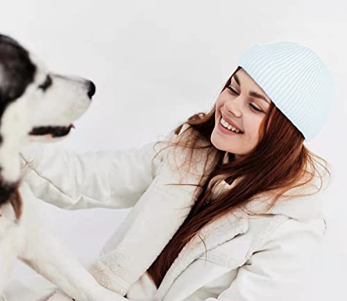 ROYBENS Swag Wool Knit Cuff Short Fisherman Beanie for Men Women Winter Hat - color: 1pcs-white