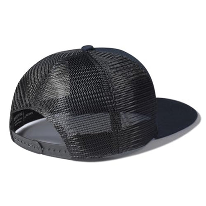 UALON Baseball Cap, Snapback Trucker Hat for Men & Women with American Flag and Adjustable, Breathable Mesh, Flat Bill Hats - color: Navy/Black