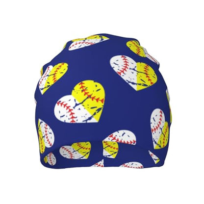 Slouchy Beanie Hat Skull Cap Chemo Headwear Baggy Hats for Men Women Running Cycling - color: Softball Hearts