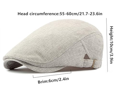 DIYDECAL Mens Flat Cap Newsboy Cap Adjustable Ivy Driving Scally Hat for Men Women - color: Light Grey