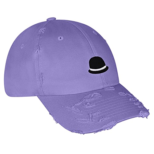 JPAK Bowler Hat Vintage Dad Hat Frayed Embroidered Cap Funny - color: Lilac