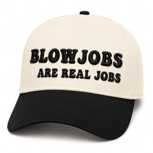 Vintage Canvas Embroidery Funny Hats Put It On My Husband's Tab Hat Adjustable Baseball Cap for Men Women - color: Blowjobs Are Real Jobs Black