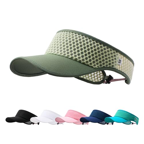 AUSFLUG Sun Visor Hat Men Women - Moisture Wicking Lightweight Sports Cap - color: Army Green