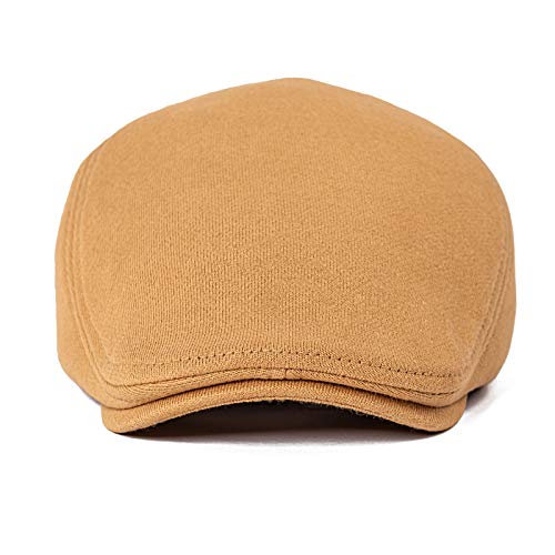 FEINION Men Cotton Newsboy Cap Soft Fit Cabbie Hat - color: Black/Khaki