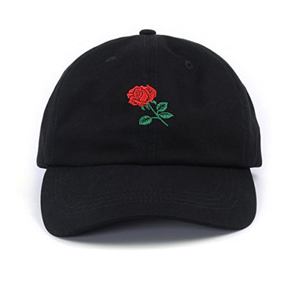 Rose Embroidered Dad Hat Women Men Cute Adjustable Cotton Floral Baseball Cap
