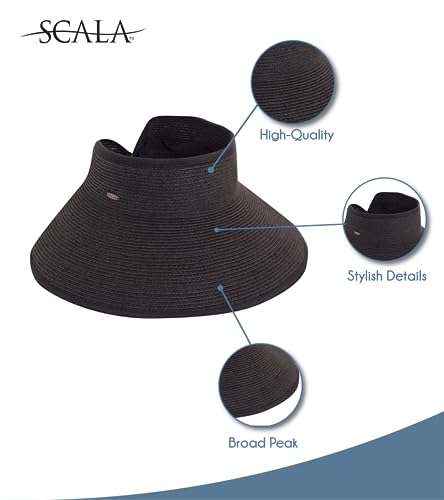 Scala Women's Packable Paper Braid Visor - color: Toast