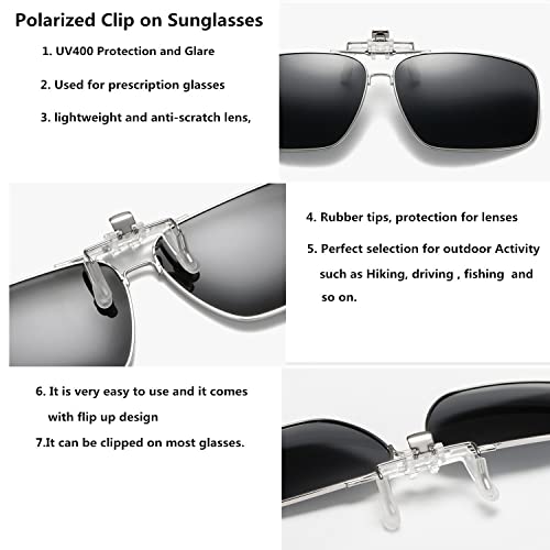 Clip on Flip up Polarized Lens For Prescription Glasses UV Protection Sunglasses (Clear lenses not Polarized) - color: Style C Red Blue