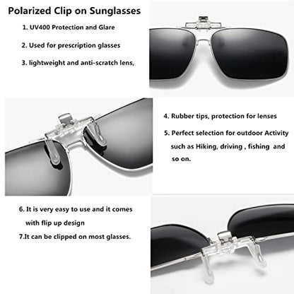 Clip on Flip up Polarized Lens For Prescription Glasses UV Protection Sunglasses (Clear lenses not Polarized) - color: Style C Red Blue