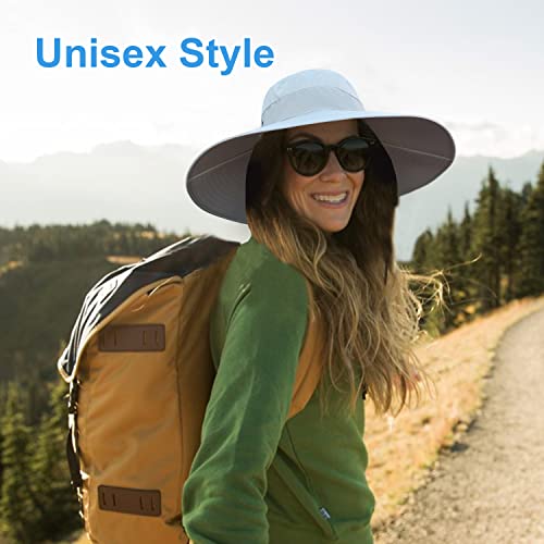 HUAMULAN Men Women 6" Wide Brim Sun Hat Summer Fishing Hats UV Protection - color: Bg9020-lightgray