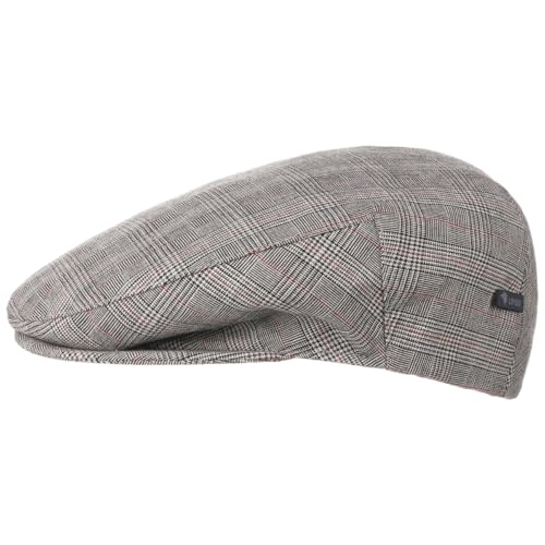 Lipodo Devron Flat Cap Checked Cotton Prince of Wales Vintage Pattern Made in Italy Men Summer - color: Grey, size: 7