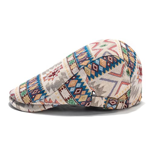 Cotton Newsboy Cap,Breathable Ivy Gatsby Cabbie Beret Hat for Men's Women Driving Hunting Golf - color: Ethnic Beige