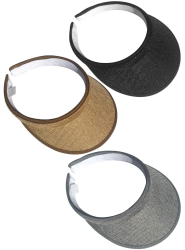 3 Pieces Clip On Visors Women Men Visor Outdoor Sports Golf Hat - color: Black, Brown, Gray