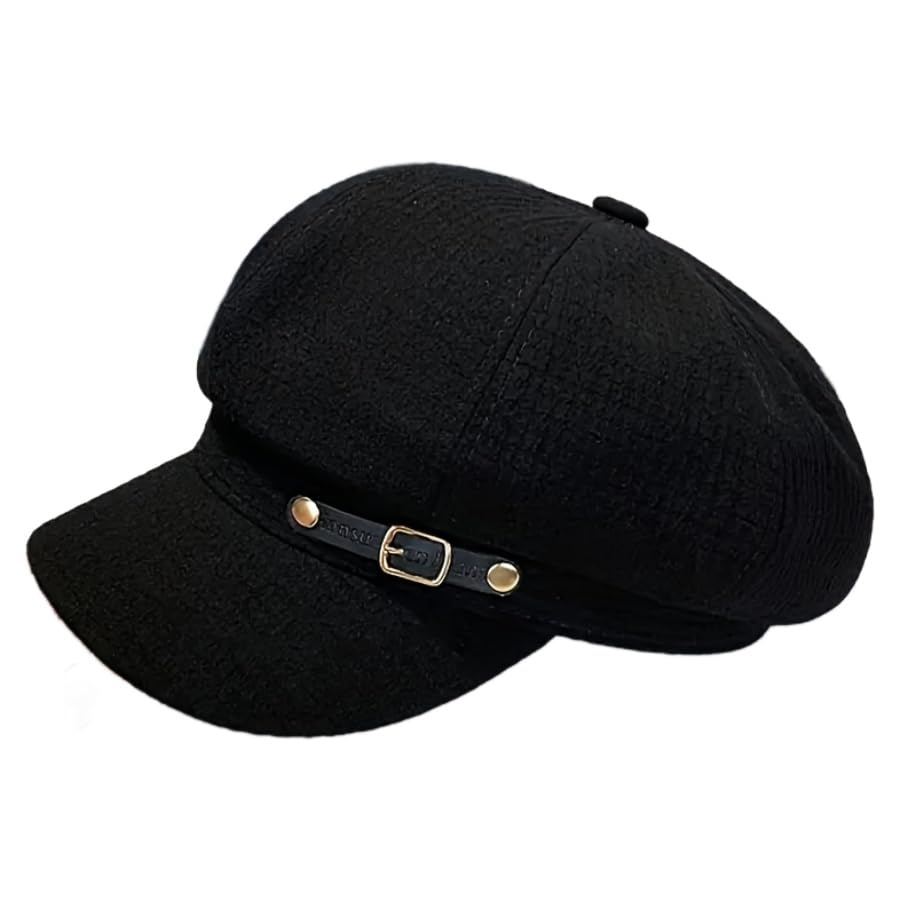 Elegant Lightweight Breathable Cap - 1pc Classic Newsboy Hat Solid Color Fashionable Hats for Women - color: Black