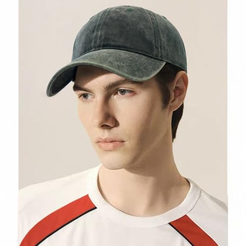 Unisex Washed Cotton Baseball Cap Casual Vintage Dad Hat - color: Dark Green