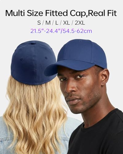 Zylioo XXL Fitted Hats for Men Big Heads, Closed Back Baseball Cap Cotton - color: Navy Blue, size: Large