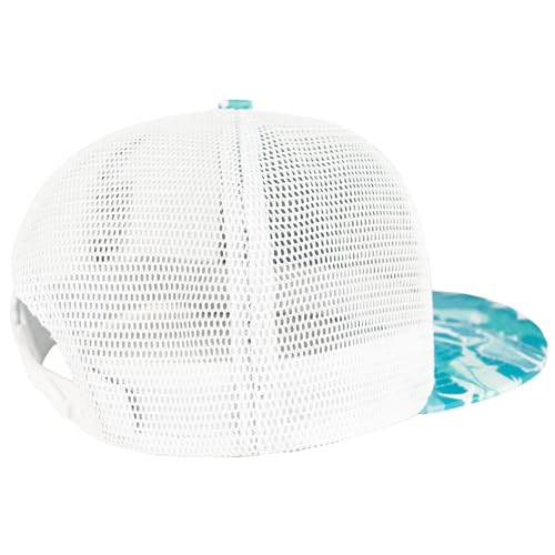 BASSDASH Flat Brim Trucker Cap Adjustable Snapback Hat Mesh Back for Men Women - color: Fish Camo