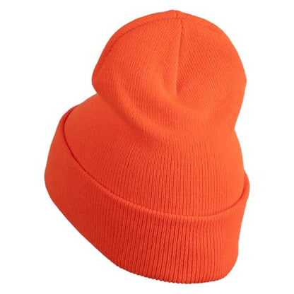 e4Hats.com 12 inch Cuffed Knit Long Beanie - color: Blaze Orange