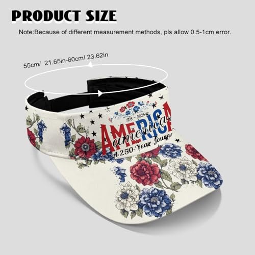 Cool Styles Sun Visor Hats 21.65~23.62 inches Adjustable Open-Top caps Quick-Dry Visor Cap - color: American 250 Years