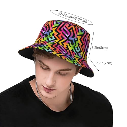 Bucket Hat for Men Women Packable Sun Hats Fisherman Outdoor Summer Travel Hiking Beach Caps - color: Colorful Geometry