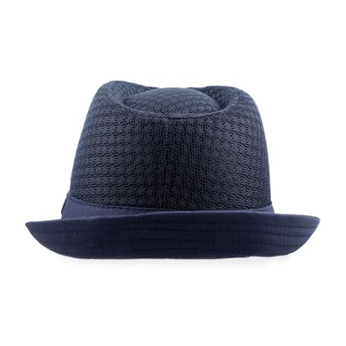 The Hat Depot Light Weight Classic Soft Cool Mesh Crushable Fedora hat - color: Navy, size: Large-X-Large