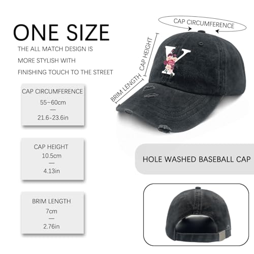 Custom Initial Letter Baseball Cap for Women, Personalized A-Z Monogram Washed Distressed Hat for Mom Gift - color: Classic Alphabetes A-z Cute Letter Caps Cute Baseball Hat 25