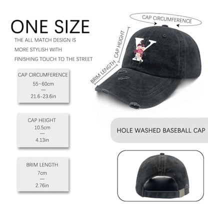 Custom Initial Letter Baseball Cap for Women, Personalized A-Z Monogram Washed Distressed Hat for Mom Gift - color: Classic Alphabetes A-z Cute Letter Caps Cute Baseball Hat 25