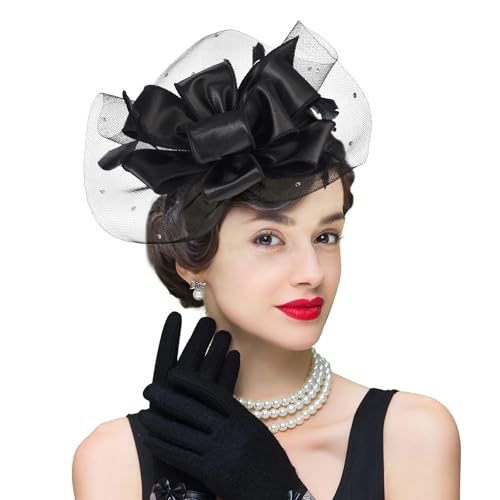 2026 Bucket Hats for Women Ladies Girls, Autumn Winter Fascinator Hat for Derby Kentucky Church Bridal UV Protection - color: T-s10-4455-bk