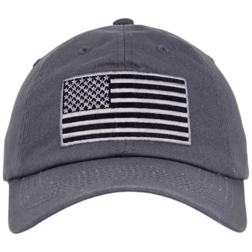 E BY ELIDAN USA Hat, Embroidered American Flag Baseball Cap for Men Women - color: Tonal Charcoal Grey