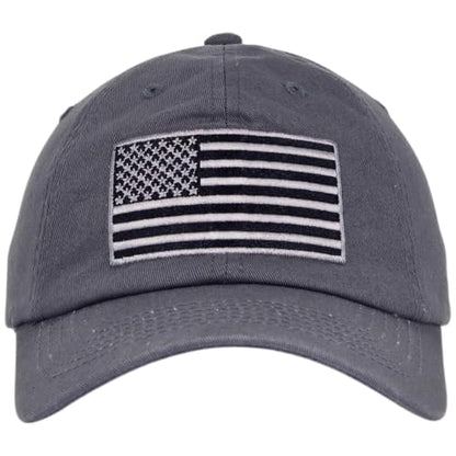E BY ELIDAN USA Hat, Embroidered American Flag Baseball Cap for Men Women - color: Tonal Charcoal Grey
