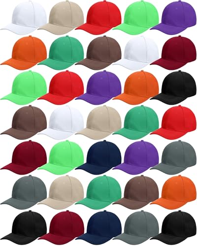 Foaincore 36 Pack Blank Baseball Cap Bulk Adjustable Back Strap Sublimation Hats Plain Unisex Trucker Hat for Men Women - color: Stylish Color