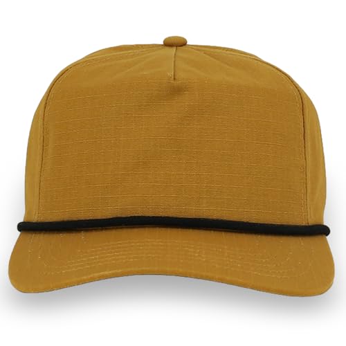 Trendy Apparel Shop 5 Panel Ripstop Cotton Snapback Cap - color: Old Gold