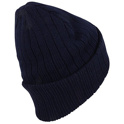 Armycrew 3M Thinsulate Insulation Fleece Lined Long Cuff Ribbed Beanie - color: Navy