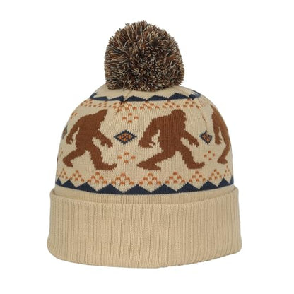 Outdoor Cap Unisex Adult Sasquatch Knit Beanie with Cuff & Pom - color: Oatmeal