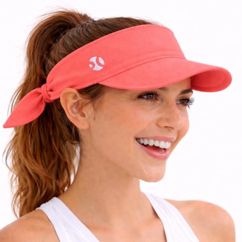 Women’s Adjustable Sports Visor – UV Protection, Lightweight for Golf, Tennis & Running, One Size, Standard - color: Coral, size: One Size